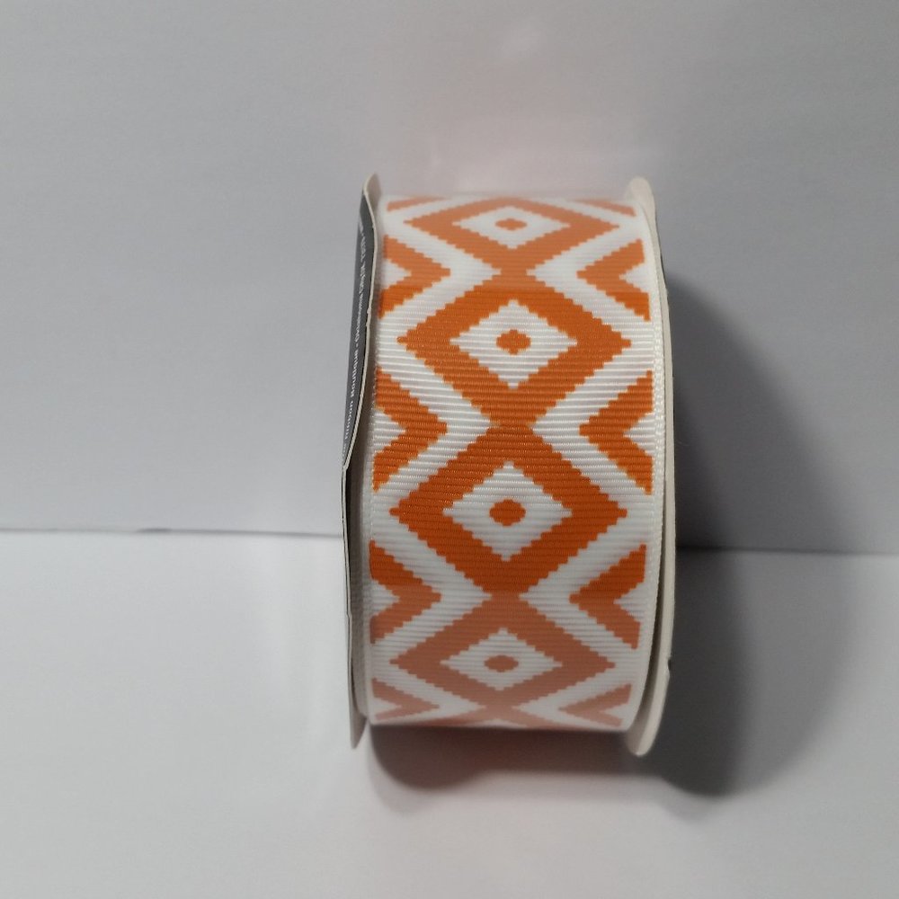 Ribbon 1.5" Diamond Pattern Orange